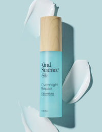 Kind Science Overnight Repair skincare product on a light blue background